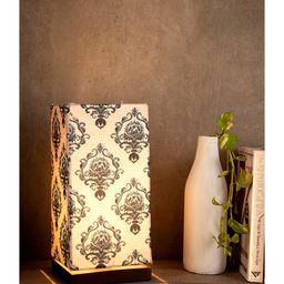 Green Girgit Lamp with Wooden Base Block Print-2