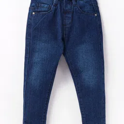 Babyhug Full Length Solid Color Denim Jeans With Stretch - Dark Blue-picture-46