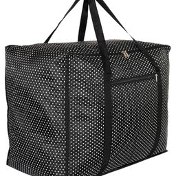 Kuber Industries Travel Duffle Bag For Women MenDot Print Large Size Underbed Storage BagPolyester Waterproof Wardrobe Organizer,Black,-picture-25