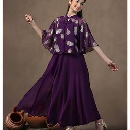 Fashion Dream Sleeveless Foil Leaves Printed Dress - Voilet-image-29