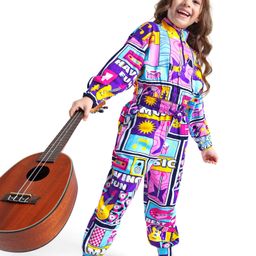 Ollington St. Cotton Knit Full Sleeves Front Zipper Winter Wear Co-Ord Set With Music Festival Theme Print - Purple-image-78