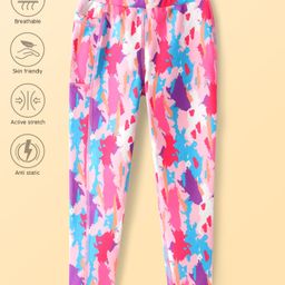 Pine Active Knit Full Length Super Stretch Leggings With Abstract Print - Dark Pink-picture-18