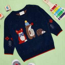 Pantaloons Baby Full Sleeves Animals Printed Sweater - Navy Blue-picture-49