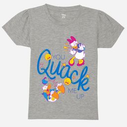 Wear Your Mind Cotton Knit Mickey & Friends Featuring Half Sleeves Daisy Duck Characters Printed Tee - Grey-picture-2