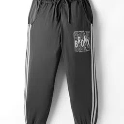 Taeko Single Jersey Knit Full Length Track Pants With Text Print - Black-picture-25
