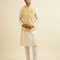 Manyavar Embroidered Woven Nehru Jacket-picture-10