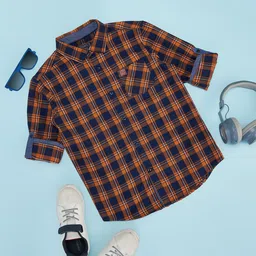 Pantaloons Junior Boys Spread Collar Tartan Checked Cotton Casual Shirt-image-20