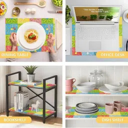 REVEXO Yellow & Green Printed Water-Resistant Shelf Liner image 3