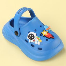 Cute Walk by Babyhug Back Strap Closure Clogs with Spaceship Applique - Blue image 3