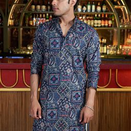 Shasak Men Floral Printed Kurta-image-1
