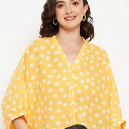 Murcia Polka Dot Print Extended Sleeves Crepe Top-picture-29