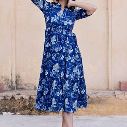 Raiyani Fashion Women V-Neck Floral Print A-Line Dress-picture-10