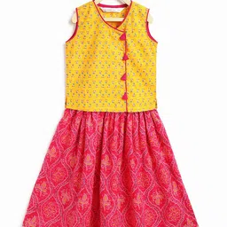 Campana Girls Floral Printed Pure Cotton Ready To Wear Lehenga & Choli-picture-23