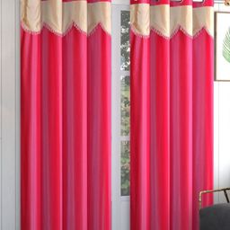 Galaxy Home Decor Pink & Beige 2 Pieces Long Door Curtains-picture-12
