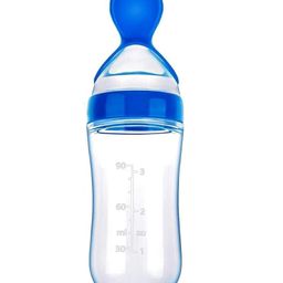 The Cheeky Kidzz Baby Pocket Style Button Reusable Cloth Diaper Nappy With Bamboo Microfiber Insert With Squeeze Spoon Feeding Bottle BPA Free Blue image 5