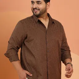Instafab Plus Men Plus Size Comfort Fit Floral Printed Spread Collar Cotton Casual Shirt-image-91