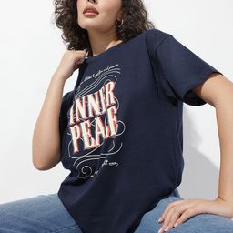 The Roadster Life Co. Typography Printed Drop-Shoulder Sleeves Oversized T-shirt-image-40