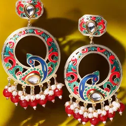 Anouk Peacock Shaped Chandbalis Earrings-11