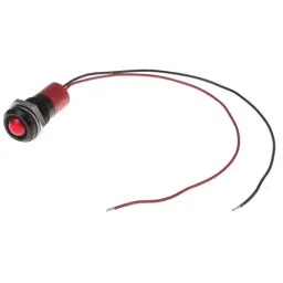 RS PRO Red Panel Mount Indicator 24V DC, Mounting Hole Size 14 mm, Termination Type Lead Wires, IP Rating IP67, Model No 7227448-5