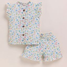COT & CANDY Kids Printed Muslin Organic Cotton Shirt With Shorts-image-61