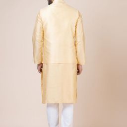 Nawaz's Kurta Men Regular Dupion Silk Jacket Kurta with Pyjamas Kurta Set image 4