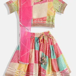 Readiprint Fashions Girls Pink & Magenta Printed Ready to Wear Lehenga & Blouse With Dupatta-33