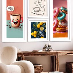 Kotart White & Pink 4 Pieces Wooden Abstract Wall Arts-picture-5