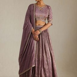 Soch Floral Embroidered Sequinned Ready to Wear Tissue Lehenga & Choli With Dupatta-48