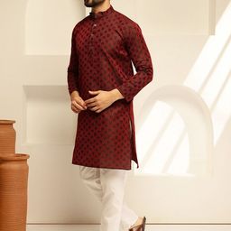 SOJANYA Men Regular Thread Work Kurta with Pyjamas image 3
