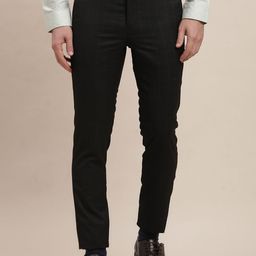 Turtle Men Checked Tailored Skinny Fit Formal Trousers-image-9