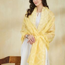 Fabindia Embroidered Cotton Silk Dupatta-16