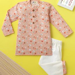 Desi Soota Boys Printed Regular Pure Cotton Kurta with Trousers-13