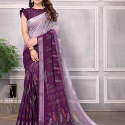 sareyavella Floral Printed Designer Maheshwari Saree With Blouse Piece-picture-50