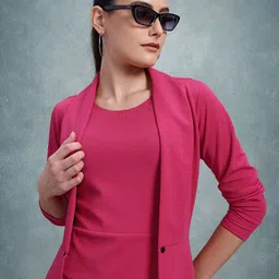 Roadster Solid Bodycon Dress with Blazer-image-88