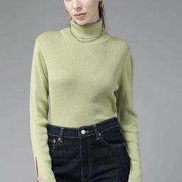 Roadster Women Green Solid Pullover-image-94