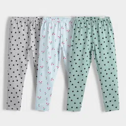 Orange Sugar Infant Girls Pack Of 3 Printed Cotton Churidar-Length Leggings-52