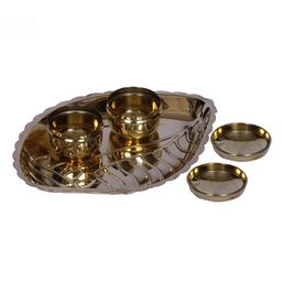 Exotic India Gold Toned 3 Pieces Textured Brass Sindoor Box-image-31