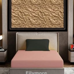 Filymore Plain Solid Single Bedsheet with Unique Colour Pattern Designer Bedsheet Made Of Pure Microfiber with 1 Pillow Cover - Pink & Black-9