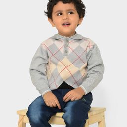 Mi Arcus Baby Boy Full Sleeves Argyle Checked Sweater Grey-picture-49
