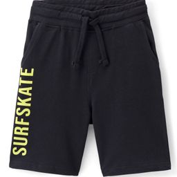 Pine Kids Cotton Knit Above Knee Length Shorts With Text Print - Jet Black-image-63