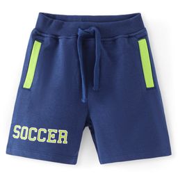 Babyhug Cotton Looper Knit Shorts Soccer Print - Navy Blue-image-54