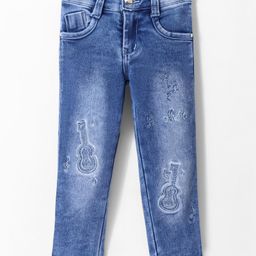 Enfance Full Length Guitar Embroidered  Jeans - Ice Blue-image-90