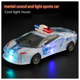 ADKD New Police Car with Lights, Music, and Friction Power - 3D Super Speed, Colorful Dazzling Lights, and Siren Sound - Educational and Safe Kids' Toy-0