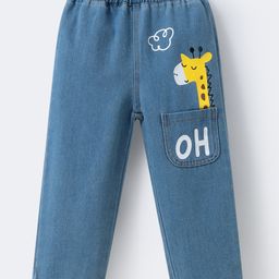 Mark & Mia Full Length Washed Jeans with Giraffe Print - Blue-picture-21