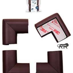 Kids Station Table Corner Protector for Sharp Edge for Baby Safety - Kids Safety, Toddler Safety - Corner Guards for Newborns and Infants - Pre-Taped, Baby Proofing - Density 60g/m, 3cm Thick (Pack of 4, Brown)-34
