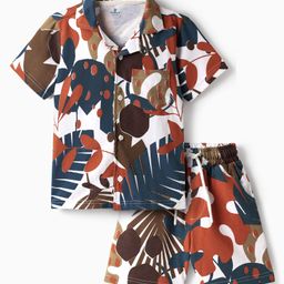 OLLINGTON ST. Cotton Knit Half Sleeves Co-Ord with Building Printed Shirt & Shorts - Navy Blue & White-image-86