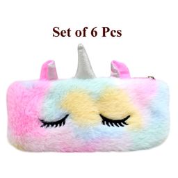 Asera Multicolor and Multipurpose Unicorn Soft Fur Pouch for School Kids Birthday Party Gifts (6 Pcs)-image-50