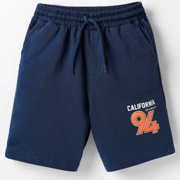 Taeko Single Jersey Knit Knee Length Shorts With Number Print - Navy Blue-image-75