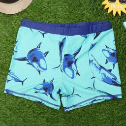 Yellow Bee Sharks Printed Shorts - Aqua Blue-image-87