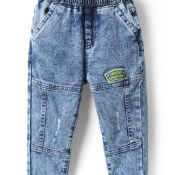 Mark & Mia Cotton Lycra Cut & Sew Full Length Denim Jeans With Tearing Detailing - Royal Blue-image-93